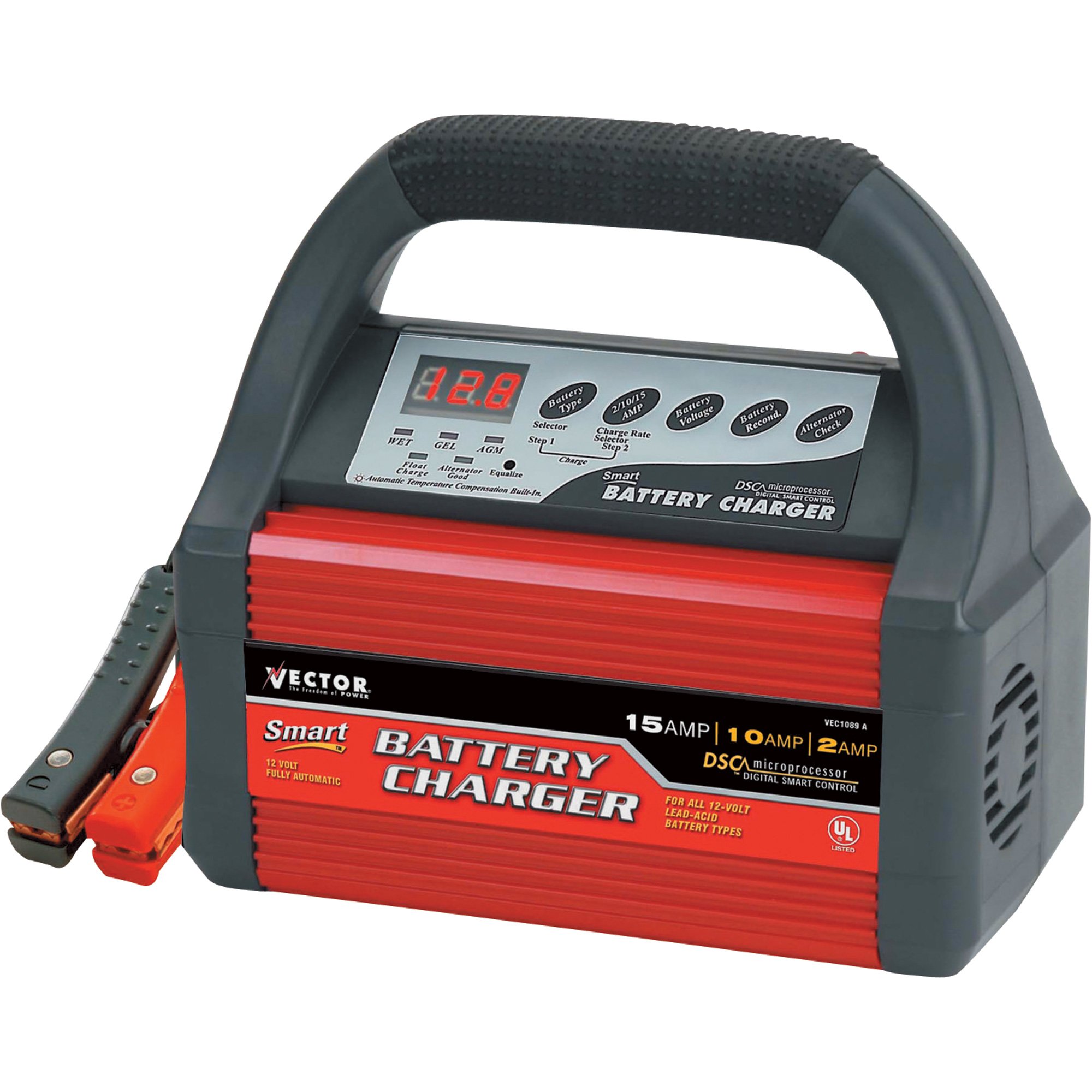 Vector 2/10/15 Amp Smart Battery Charger — 12 Volt, Model# VEC1089A